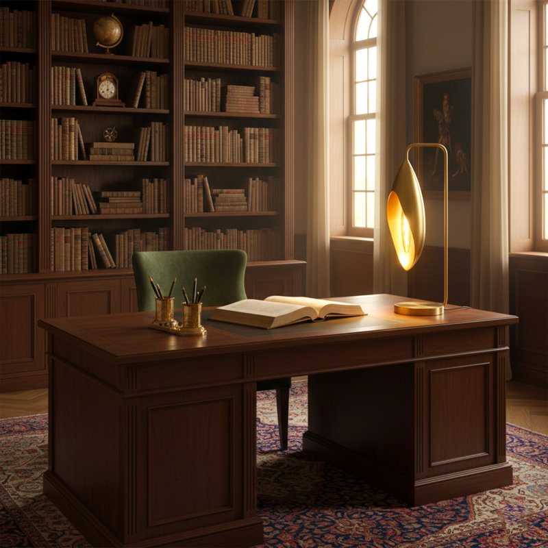Lily Collection Brass & Crystal Table Lamp – Modern Decorative Desk and Bedside Lamp