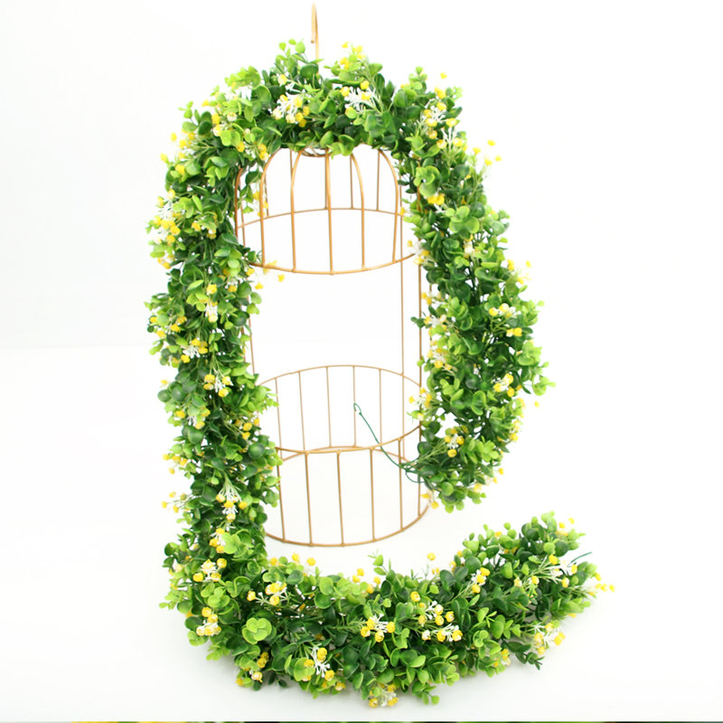 Guirlande 6 'en eucalyptus artificiel avec gypsophile jaune