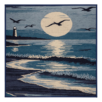 Washable Moonlit Coast Coastal Area Rug