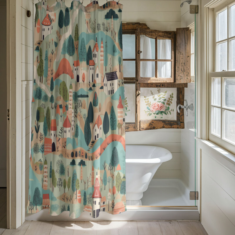 Colorful Architecture - Rideau de douche Premium, L 71 po x L 74 po