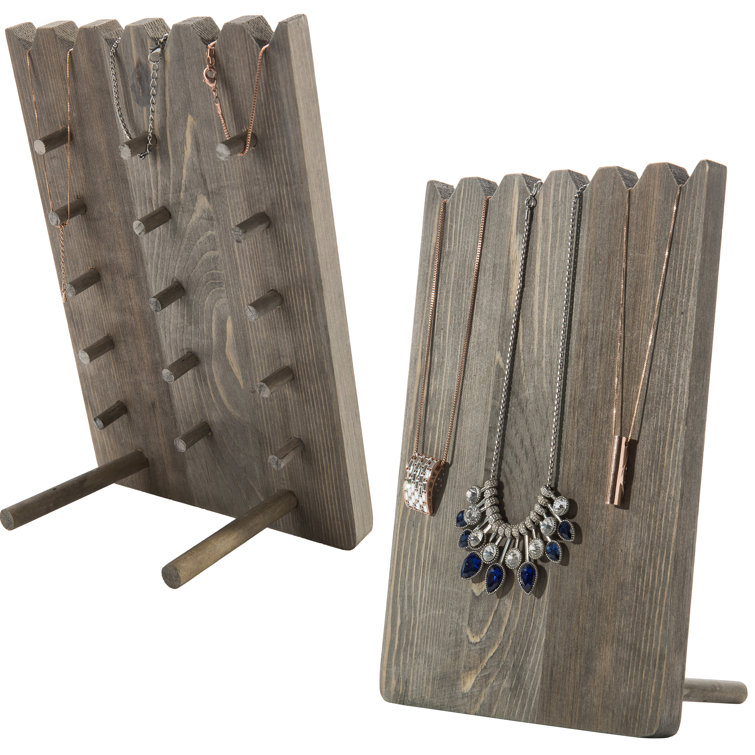 Wood Necklace Holder Jewelry Stand (Set of 2) Loon Peak
