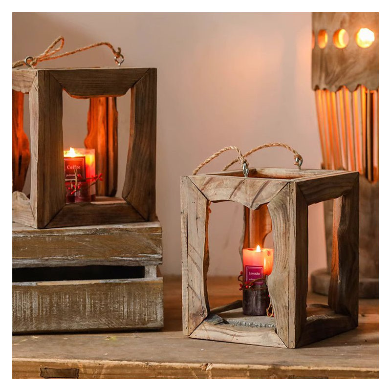 Farmhouse Wooden Lantern Hanging or Tabletop