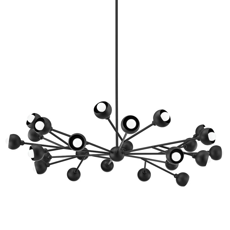 Hudgins - lustre 24 lumières - cadre noir doux