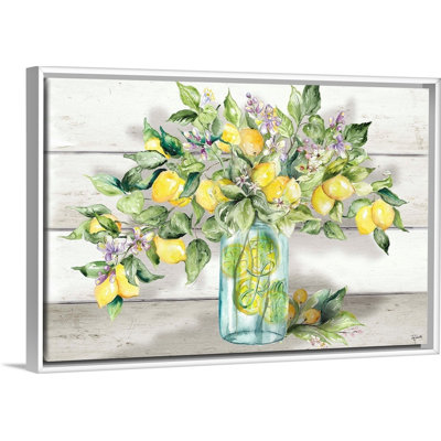 «Watercolor Lemons in Mason Jar Landscape» par Tre Sorelle Studios - reproduction sur toile