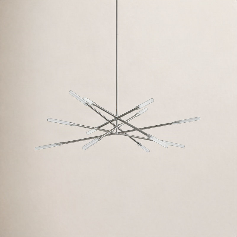 Emory 12-Light Chandelier, Brushed Nickel, 57"H x 55"W x 55"D