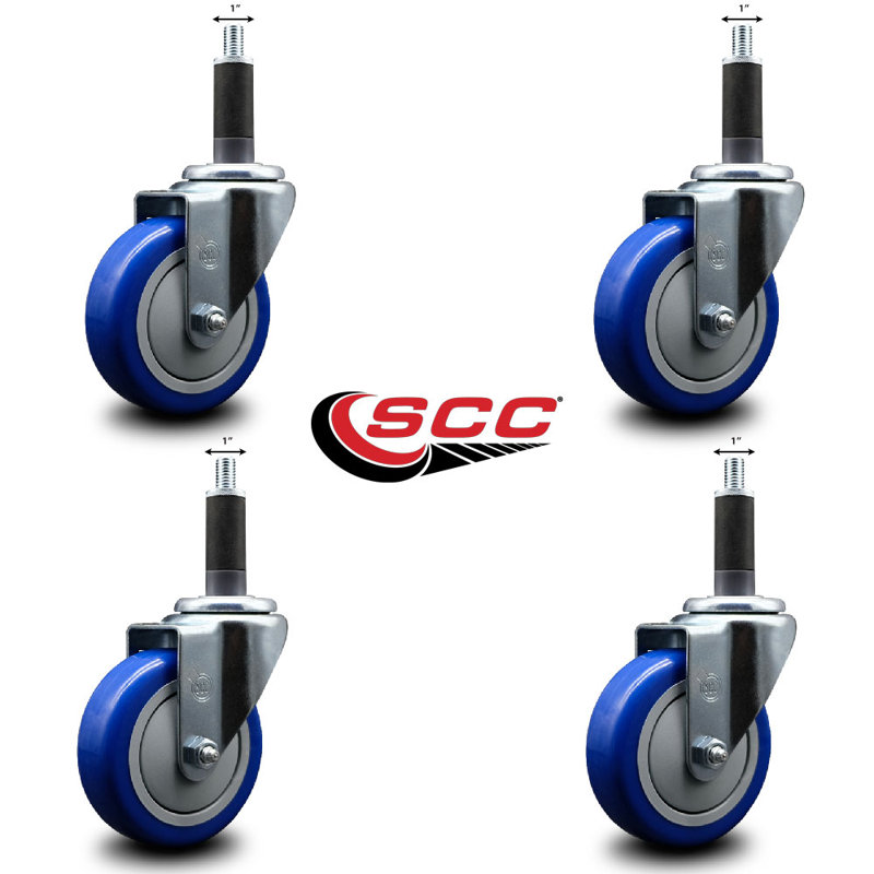 Poly Wheel Swivel 1 Inch Expanding Stem Caster Set SCC