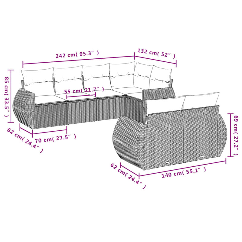  Garden Sofa Set Beige, Beige, Cream White