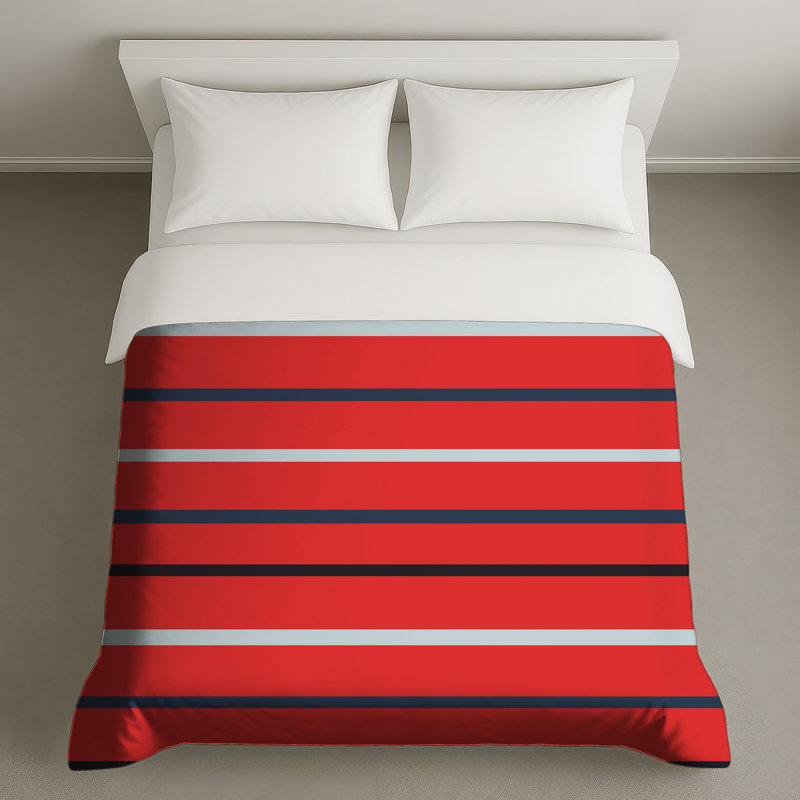 Red Black Stripes Duvet Covers, Twin