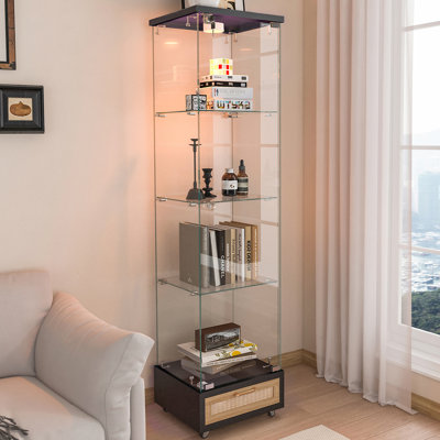 Vitrine à assemblage rapide avec tiroir, lumières DEL et tablettes, une solution de rangement fonctionnelle et élégante pour divers espaces