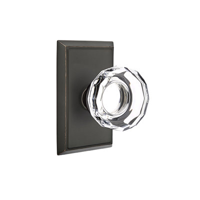Ensemble de faux boutons Emtek avec rosette rectangulaire et bouton en verre Lowell
