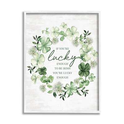 bb-591-Framed Irish is Lucky Enough Wreath by Lettered and Lined Single Picture Frame Print on Canvas