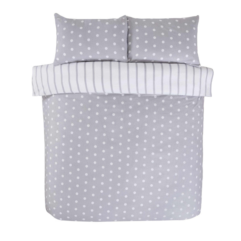 17 Stories Miliah Polka Dots Duvet Cover with Pillowcases, Single - 1 Standard Pillowcase, Grey