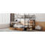 Lit superposé simple au-dessus d'un lit double en métal avec tiroir et échelle de rangement latérale et garde-robe-654093639