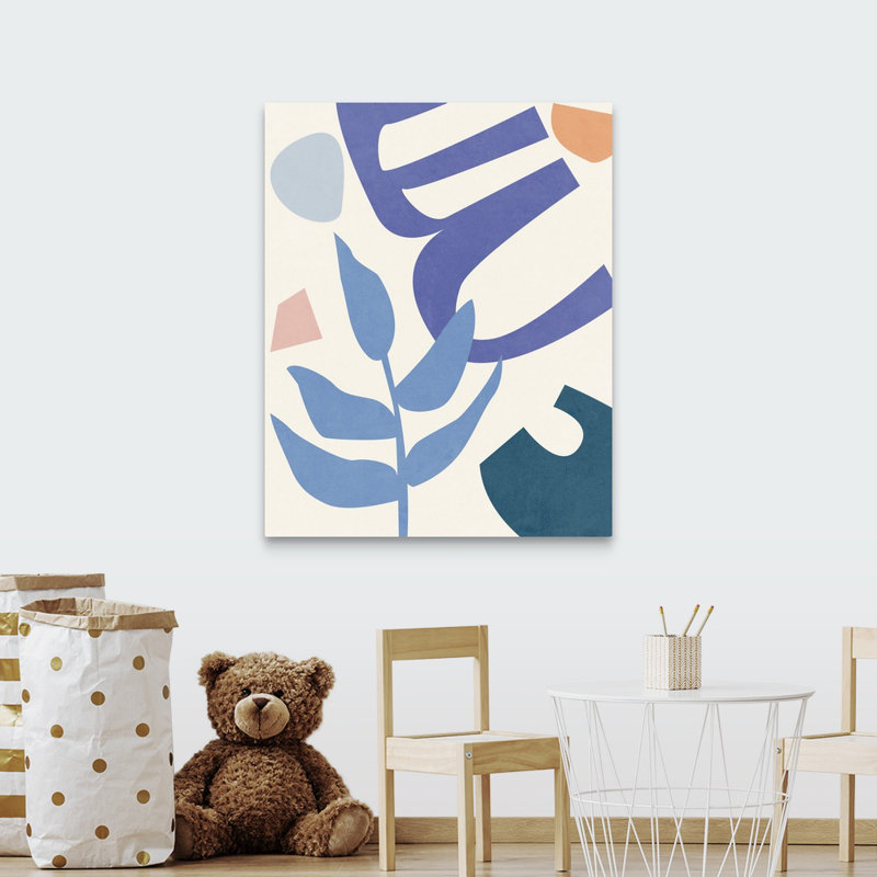 Art peinture, H 45 po x l 36 po x P 1,2 po, Toile tendue avec châssis / rose / bleu / orange