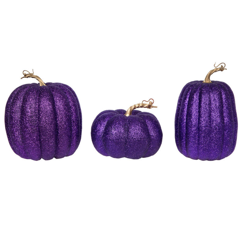 Ensemble de citrouilles scintillantes 8 po, Mauve