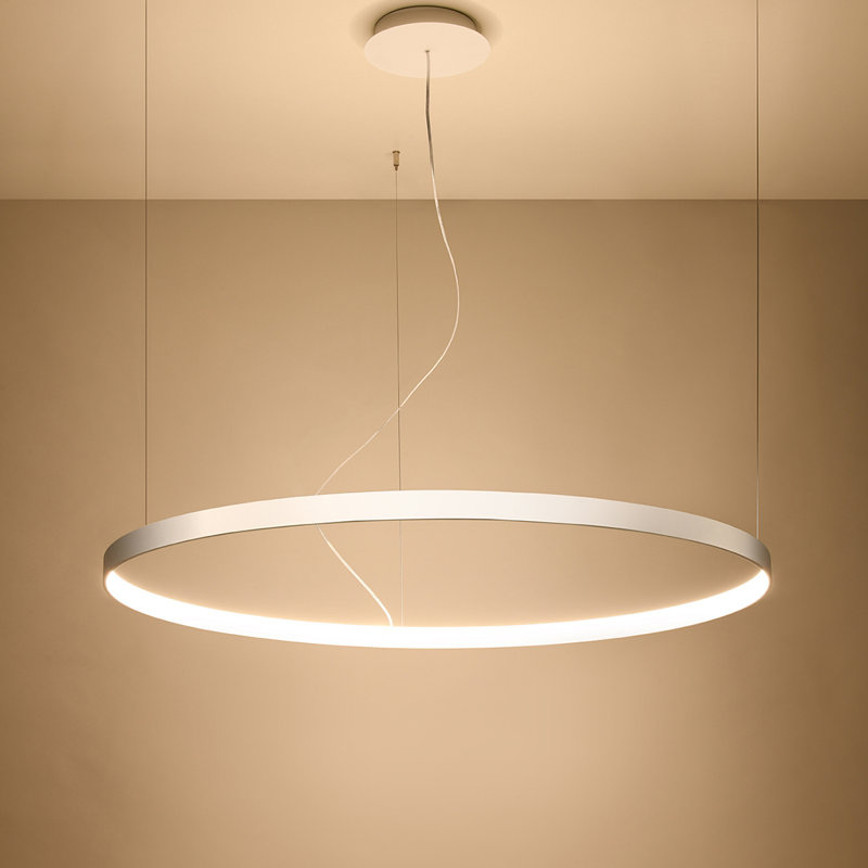 1 - Light LED Geometric Pendant, 3000K, White, 150cm H x 110cm W x 110cm D