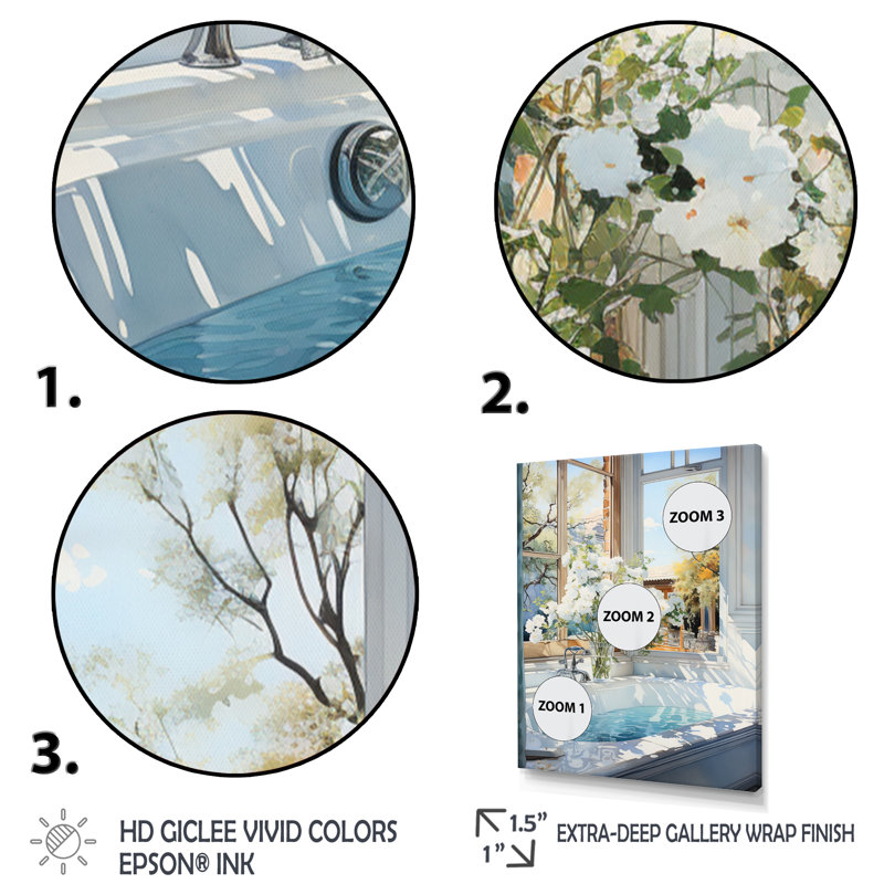 Bathroom Tranquil Reflections VI - Art mural encadré pour salle de bain, H 44 po x l 34 po x P 1,5 po, Encadrement argenté