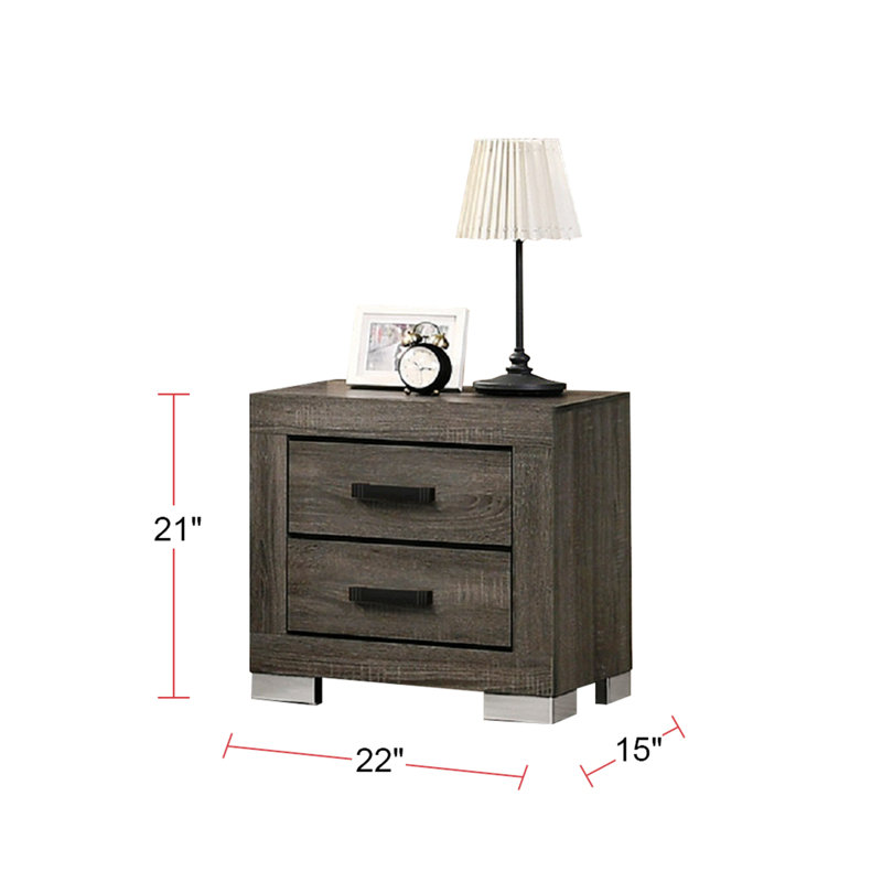 Table de chevet 2 tiroirs Becude, gris