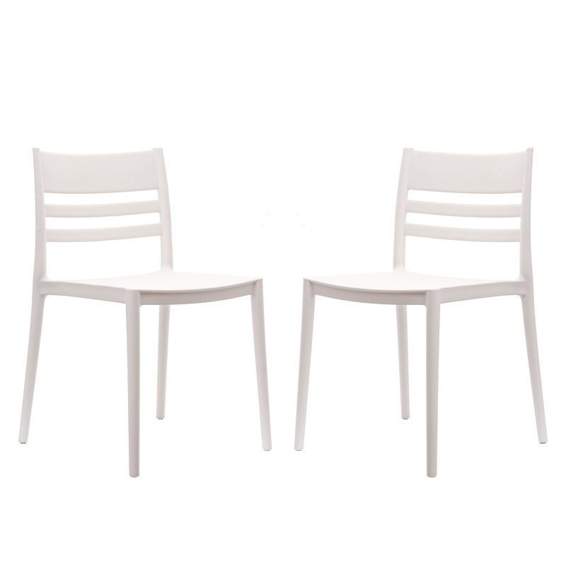 Commercial All-Weather Resin Stack Chair With Slatted Backrest, White