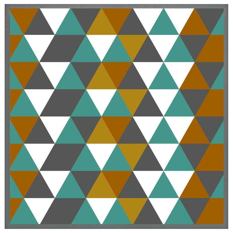 Figueroa Autumn Geometric Triangles 1 Piece Single Picture Frame Wall Art, 31cm H x 31cm W x 4cm D, Grey Framed
