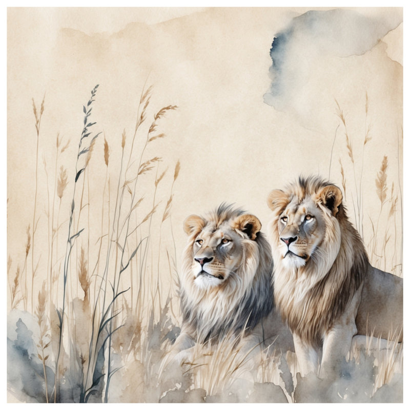 Couvre-lit matelassé deux lions mâles toutes tailles, Grand lit