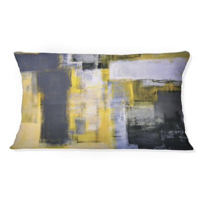 Grey and Yellow Blur Abstract - Abstract Printed Throw Pillow