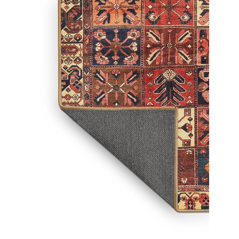 Tapis traditionnel rouge / beige, Rectangle 5 pi x 7 pi