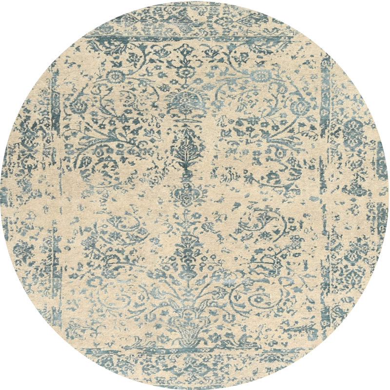Tapis bleu sarcelle / ivoire Lyon, Rond 8 pi