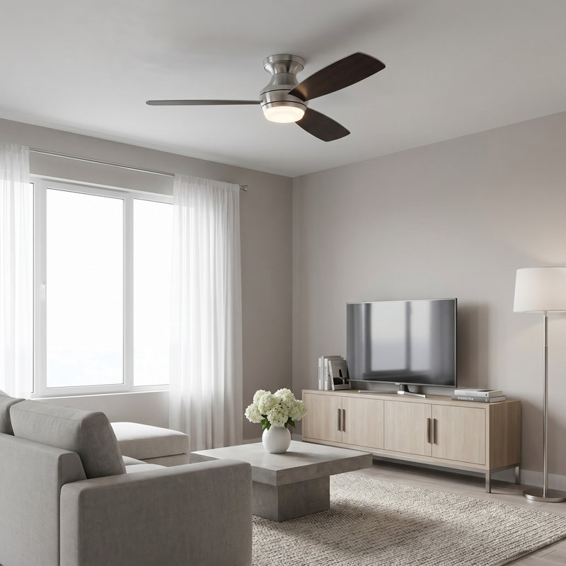 Ventilateur de plafond d'intérieur à DEL à intensité variable avec ensemble d'éclairage, télécommande et moteur réversible manuel Rivers