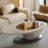 Rackers Light Luxury Modern Minimalist Oval Tea Brown Glass Tea Table Gray Base