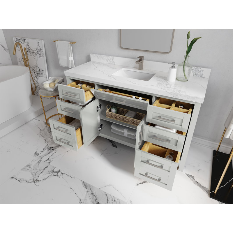Ensemble de meuble-lavabo simple 60 po Cambridge, Calacatta Laza