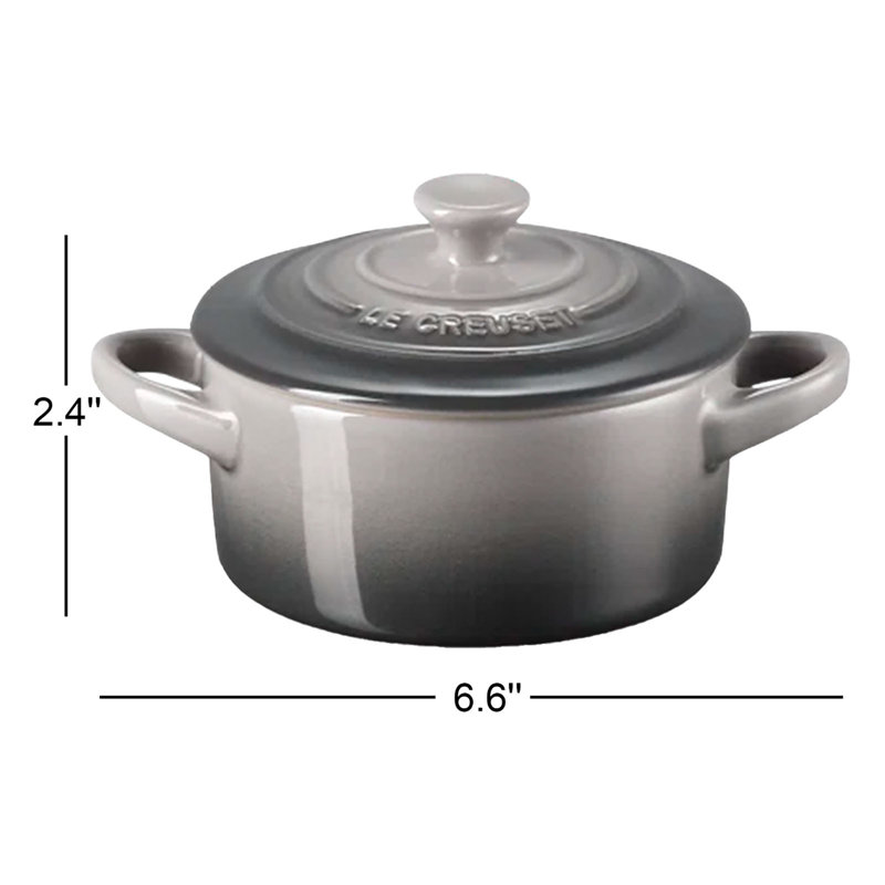 Le Creuset Stonware 8 oz. Mini Round Cocotte with Lid, Oyster
