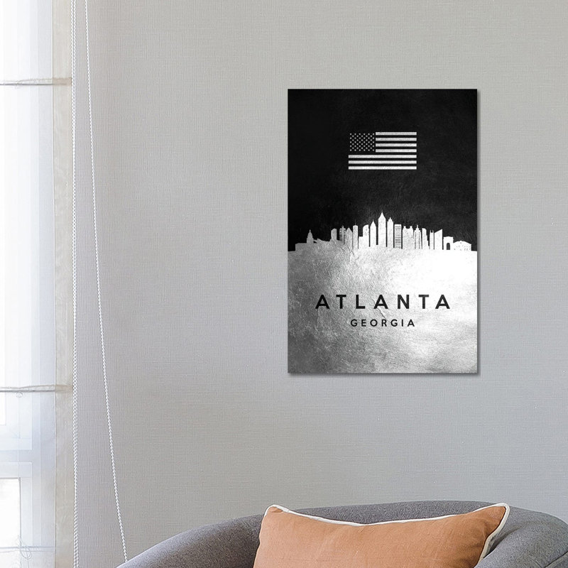 Atlanta Georgia Silver Skyline by Adrian Baldovino - Wrapped Canvas Print, 66.04 cm H x 45.72 cm W x 1.91 cm D