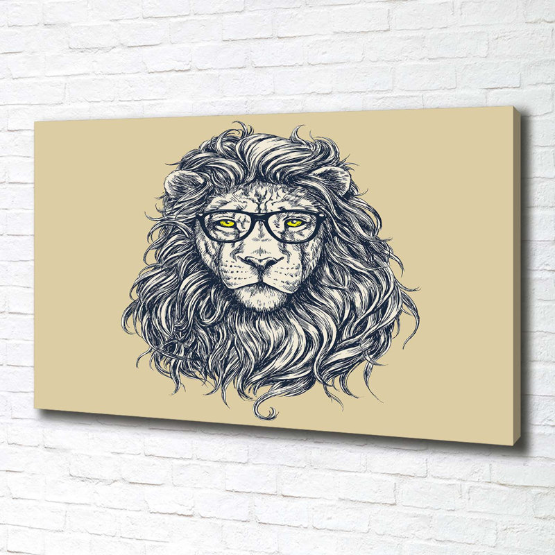 Lion Hipster - No Frame Print on Canvas