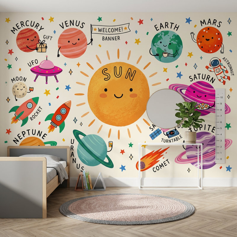 Adhésif mural à espace solaire, Texturé non collé, 160 po x 108 po