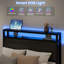 Lit moderne avec tête de lit et 2 tiroirs personnalisables, avec station de charge, lumières DEL, solution de rangement flexible pour les petits espaces, noir-778559564