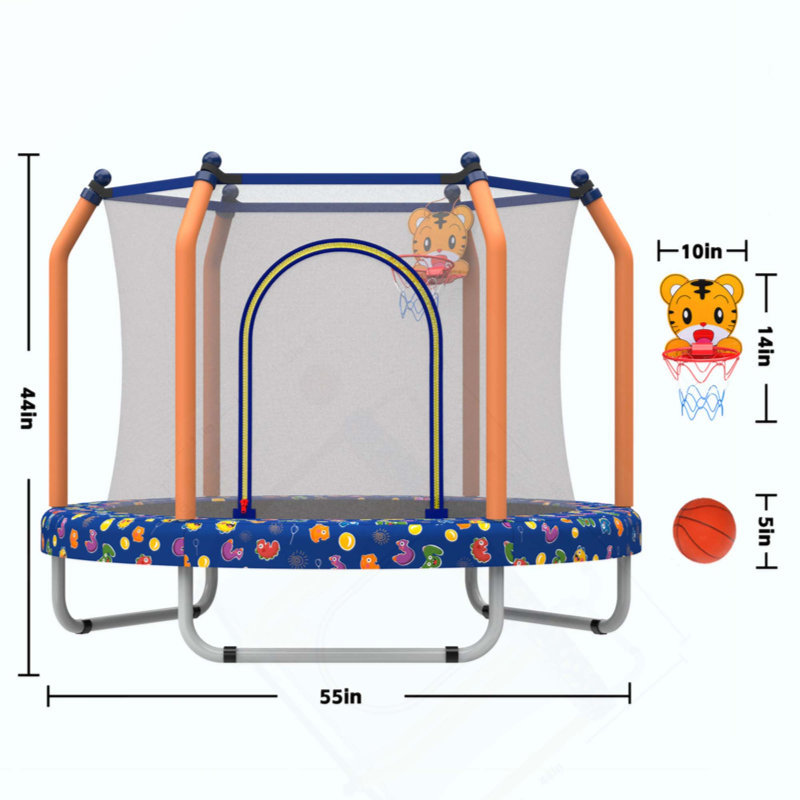 Trampoline pour enfants, intérieur et extérieur, petit trampoline pour tout-petits avec panier de basketball