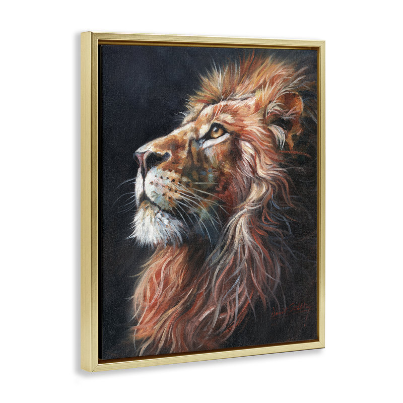 Cadre flottant Look Of The Lion, design par David Stribble, H 21 po x l 17 po, Cadre flottant métallique doré