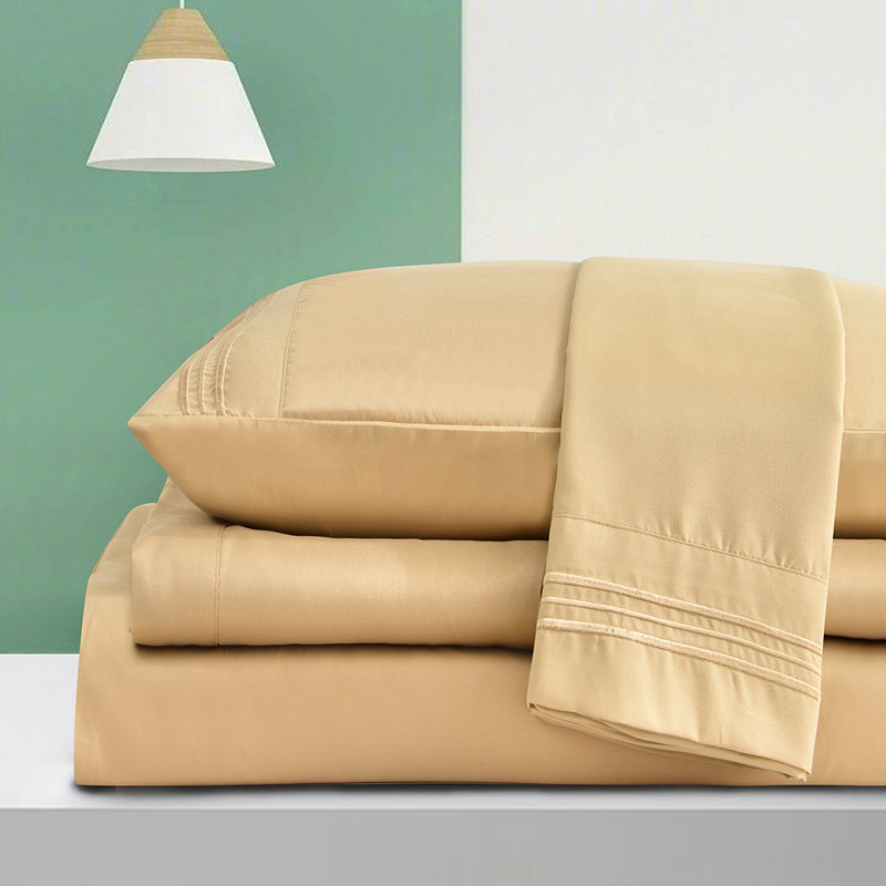 Rayon Sheet Set, Beige, Twin Sheet Set with 2 Pillowcases