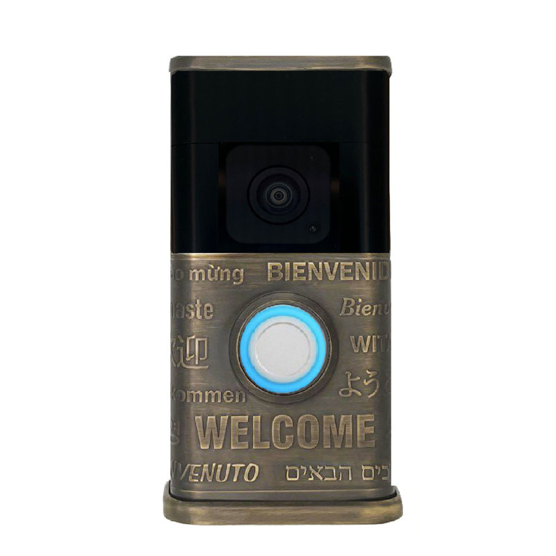 Couvre-sonnette multicolore de bienvenue vidéo (Ring 3, 3 Plus, 4, Batterie Plus, compatible Batterie Pro), Laiton antique