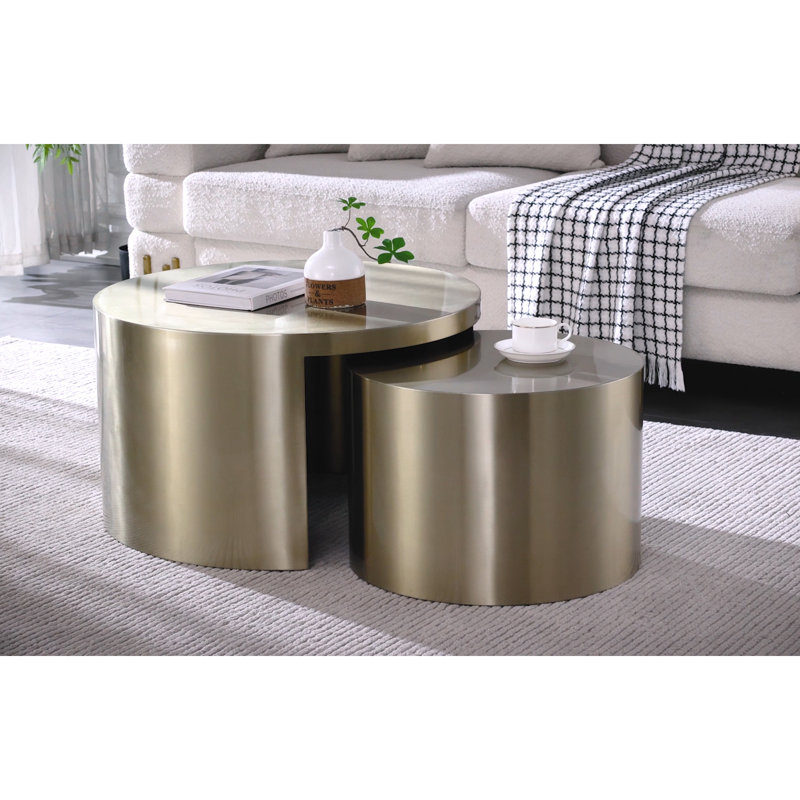Table basse ronde emboîtable avec laiton