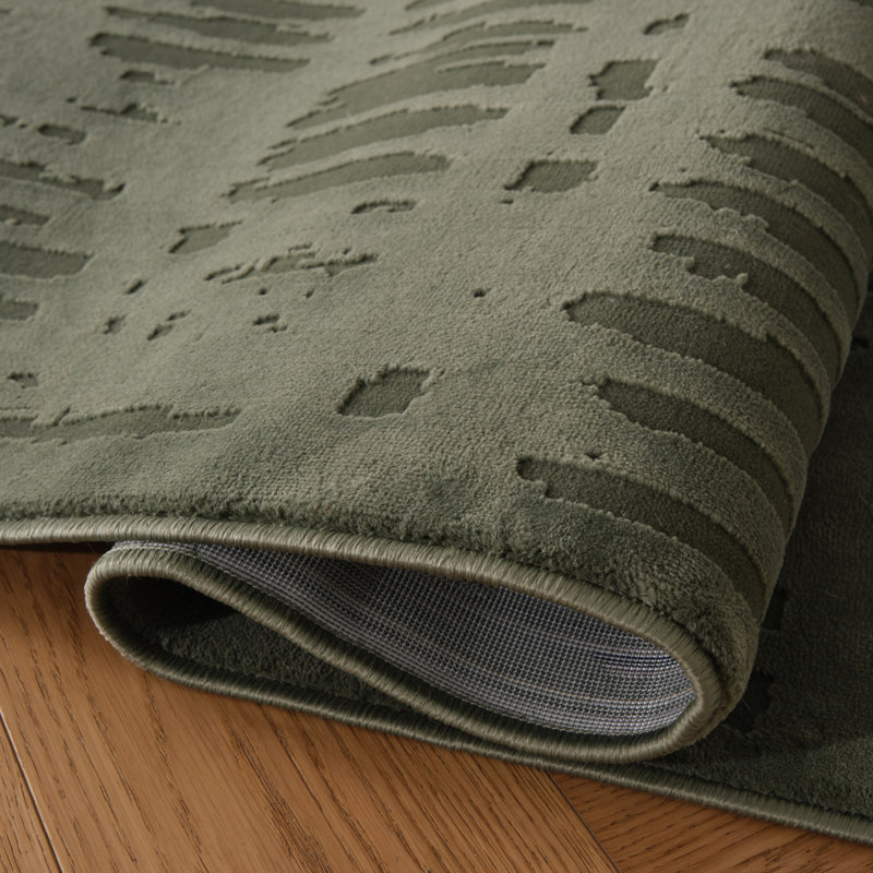 Tapis lavable Shell, Vert olive, Rectangle 9 pi 2 po x 12 pi 2 po