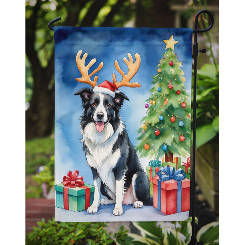 Drapeau de Noël renne de jardin, Border Collie