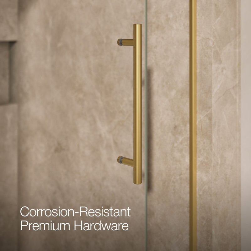 Levity Plus Less Sliding Shower Door, 81-5/8" H x 56-5/8 - 59-5/8" W, With 3/8" Thick Crystal Clear Glass, Bronze