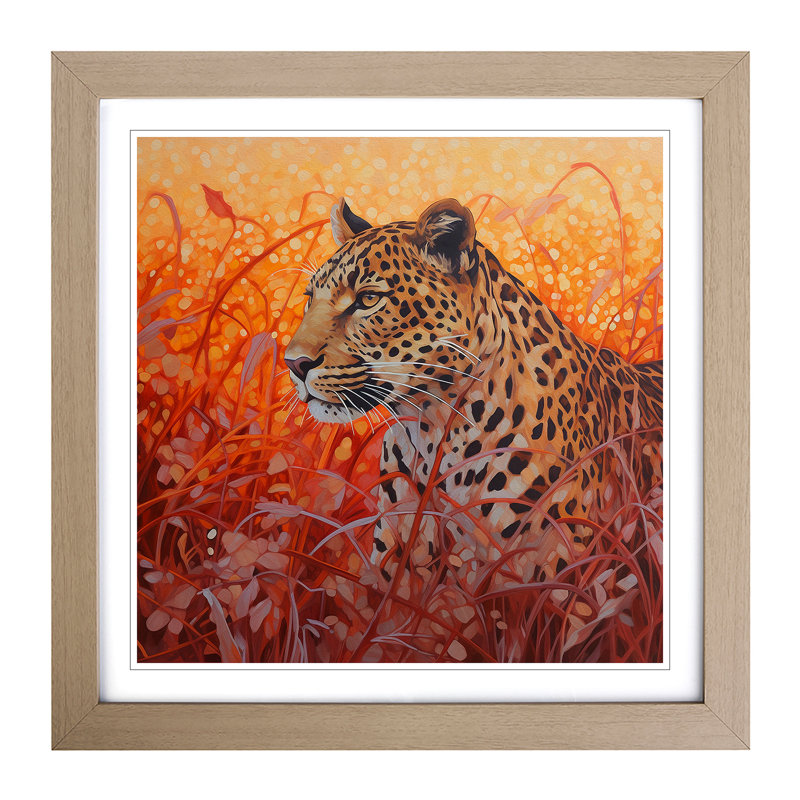 Leopard Color Field Painting - Framed Print, Oak