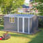 Remise de rangement extérieure 8 pi x 12 pi, bâtiment en acier très résistant XL avec fenêtre - avec portes à charnières grises et 4 bouches d'aération pour la cour, le jardin et le patio