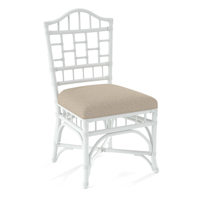 Chippendale Side Dining Chair, Frost White, Black Buffalo Check; 0120-81