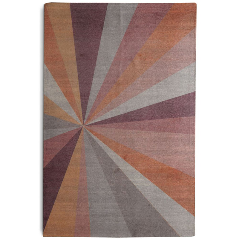 Tapis géométrique or/rose Bovill, Rectangle 7 pi 6 po x 9 pi 6 po