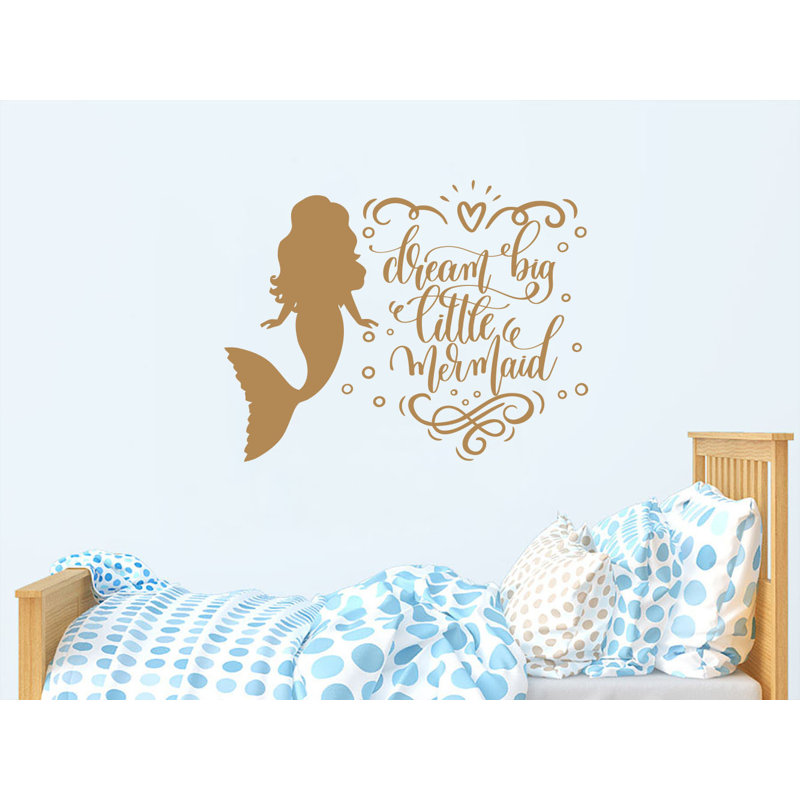 Autocollant mural Dream Big Little Mermaid, Brun pâle