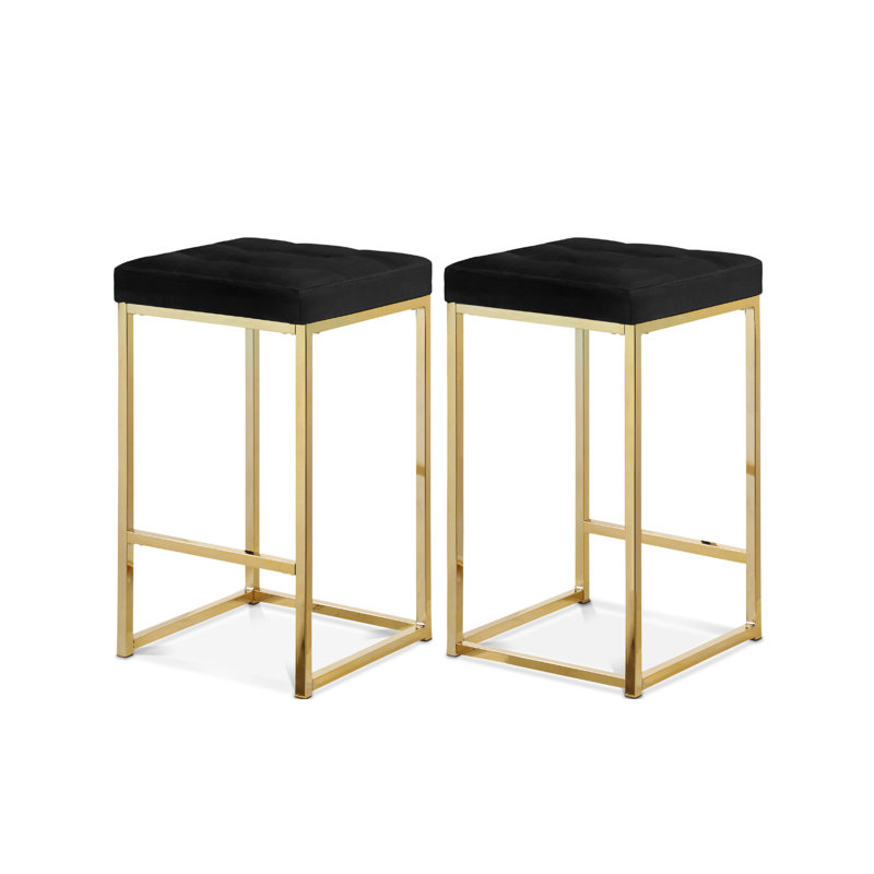 Pipe Counter Stool II In Velvet, Black